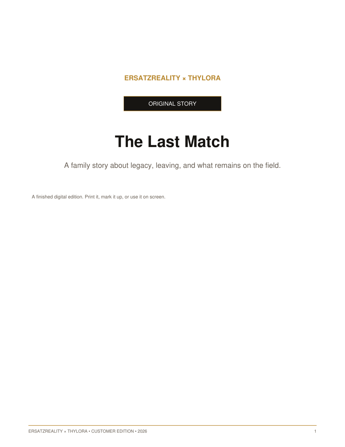 The Last Match - THYLORA family legacy story cover